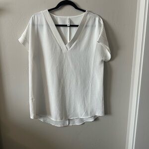 Zenana Outfitters White V-Neck Blouse